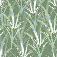 seamless green dense grasses pattern background , greeting card or fabric