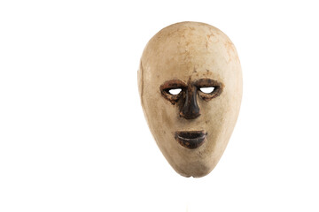 African mask from Gabon on a white background