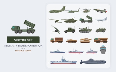 Military transportation flat vector illustration. Ukraine Russia Conflict. Color Editable eps 10. © massadou_std