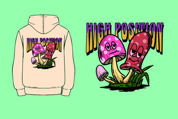 Streetwear Graphic Illustration Of mushroom, fly high