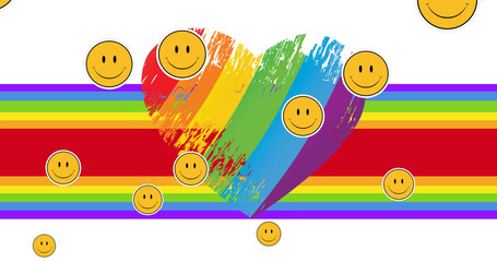 Image of emoji with rainbow heart on rainbow background