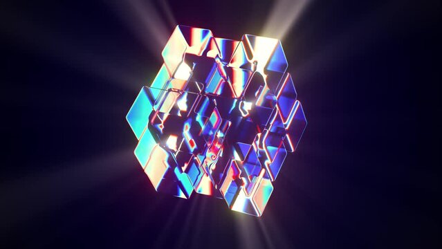 Glass Shape with light rays abstract Looped Animation