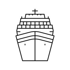 cruise ship liner ocean transport line icon vector illustration