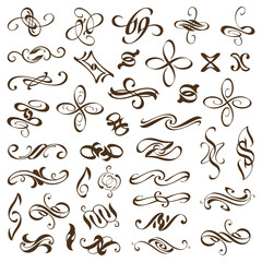 vintage design lace borders monogram logo and 

corners Vector set art deco floral ornaments 

elements
