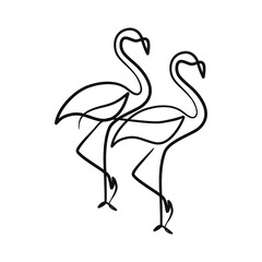 Flamingo continuous one line art drawing