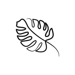 Monstera leaf continuous one line art drawing