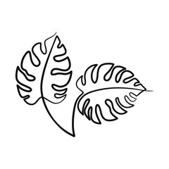 Monstera leaf continuous one line art drawing