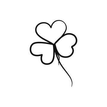black outline clover on white background clip art preview