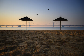 sunlight on the beach in busan, south korea