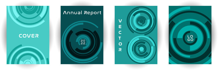 Annual report cover page layout vector collection with aim goal circle pattern concept.