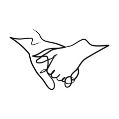 Continuous one line art drawing hands couple