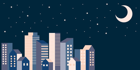 Naklejka premium 背景素材_シンプルなビル街_夜