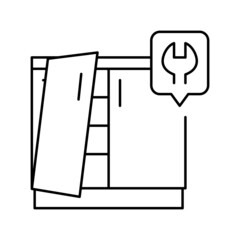 kitchen unit repairs line icon vector illustration