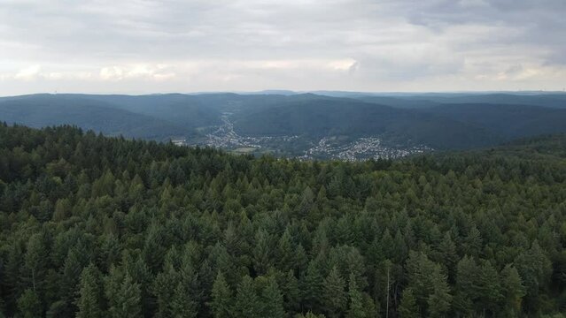 Aerial view of forest covered mountains in Kaiserslautern Germany