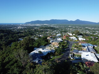 Aerial view of tropical housing estate in Cairns
