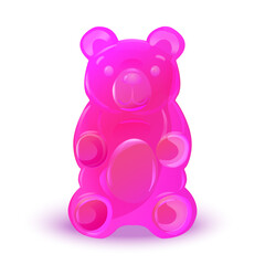 Bright colorful gummy bear jelly candy. Yummy sweet realistic vector isolated illustration. 