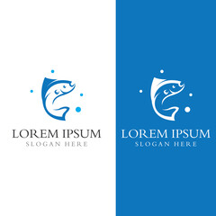 Fish logo, fishinghook, fish oil and seafood restaurant icon. With vector icon concept design illustration template