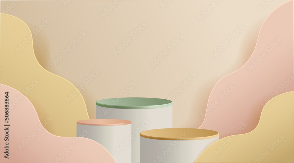 Wall mural abstract minimal scene. podium with in clean background for product presentation displays.