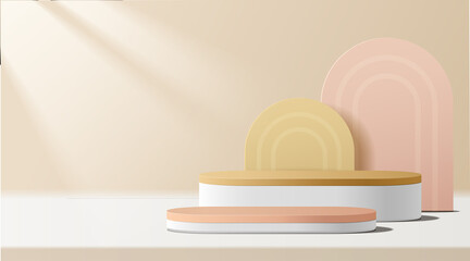 Abstract minimal scene. podium with in clean background for product presentation displays.