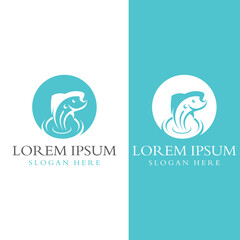 Fish logo, fishinghook, fish oil and seafood restaurant icon. With vector icon concept design illustration template