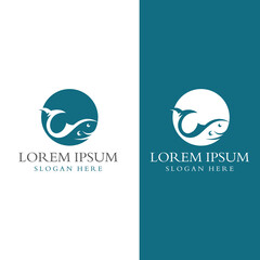 Fish logo, fishinghook, fish oil and seafood restaurant icon. With vector icon concept design illustration template