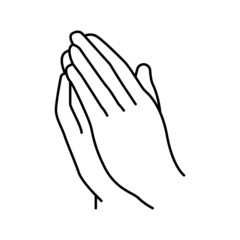 pray hand gesture line icon vector illustration