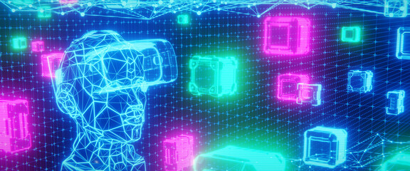 Metaverse, VR or AR concept. 3D rendering