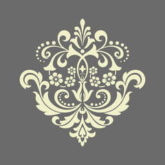 Damask graphic ornament. Floral design element. Gray vector pattern