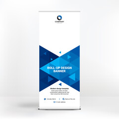 Roll-up banner design, geometric backgrounds for advertising, stand template for exhibitions, seminars, conferences, background vector