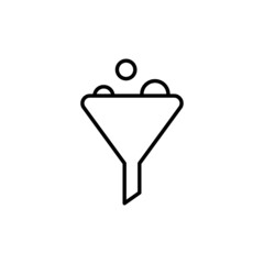 Funnel for liquids, filter black vector icon illustration isolated on white background. Trendy flat, outline symbol, sign, for: infographic, logo, mobile, app, banner, web design, dev, ui, ux. EPS 10