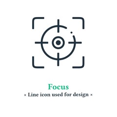 Focus icon isolated on a white background.  Lens focus symbol for web and mobile apps.