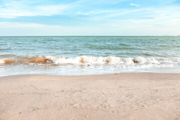 Fototapeta na wymiar ocean sea beach landscape with waterwave in clear sky day