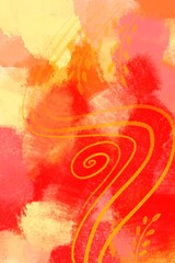 Heat. Vertical abstract background. Colored spots with transitions in yellow, orange, red tones. Lines. Curls. The flame of fire.