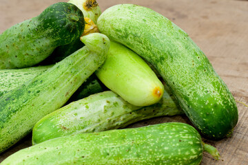 cucumbers on a wooden table