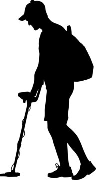 man with metal detector silhouette