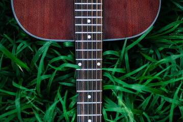 old wooden acoustic guitar