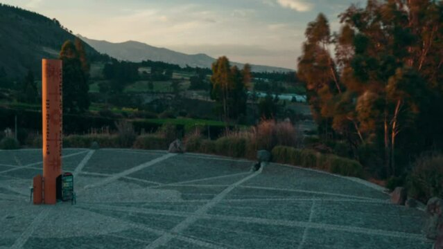 Cayambe, Ecuador, Timelapse - The Quitsato Sundial with the shadows motion alignment during the equinox day