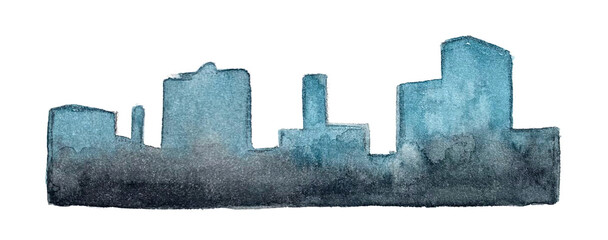 Hand drawn watercolor isolated city
