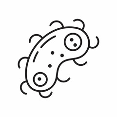 Bacteria, virus icon in line, outline style. Viral infection, amoeba, infusoria simple sign for app, web.