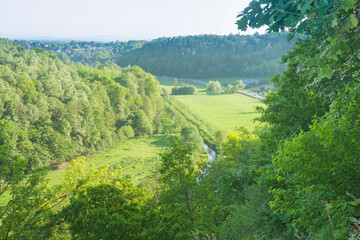 Obraz premium Poland, Malopolska, Rudawa River Valley seen from Skaly Kmity Height