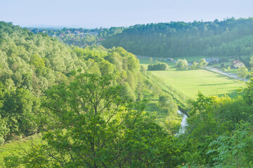 Obraz premium Poland, Malopolska, Rudawa River Valley seen from Skaly Kmity Height