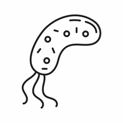 Naklejka premium Bacteria, virus icon in line, outline style. Viral infection, amoeba, infusoria simple sign for app, web.
