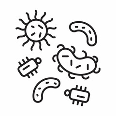 Bacteria, virus icon in line, outline style. Viral infection, amoeba, infusoria simple sign for app, web.