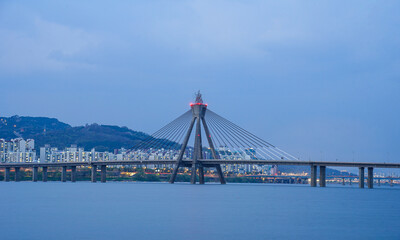 Sunset View of Han River in Seoul, Olympic Bridge