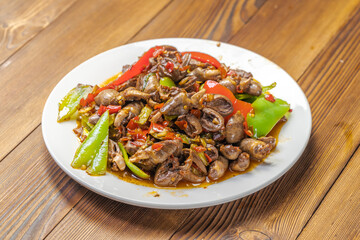 Special Chinese Food Stir-fried Spicy Chicken Heart