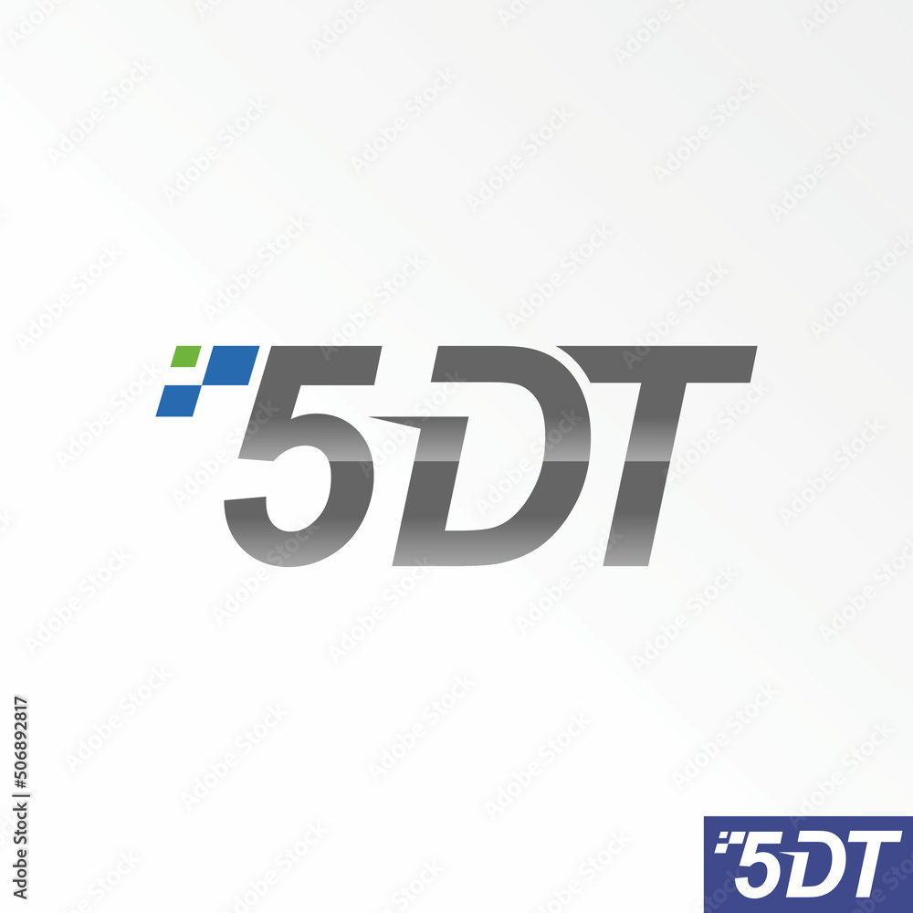 Poster simple and unique letter or word 5dt sans serif font with tech or sport image graphic icon logo desi