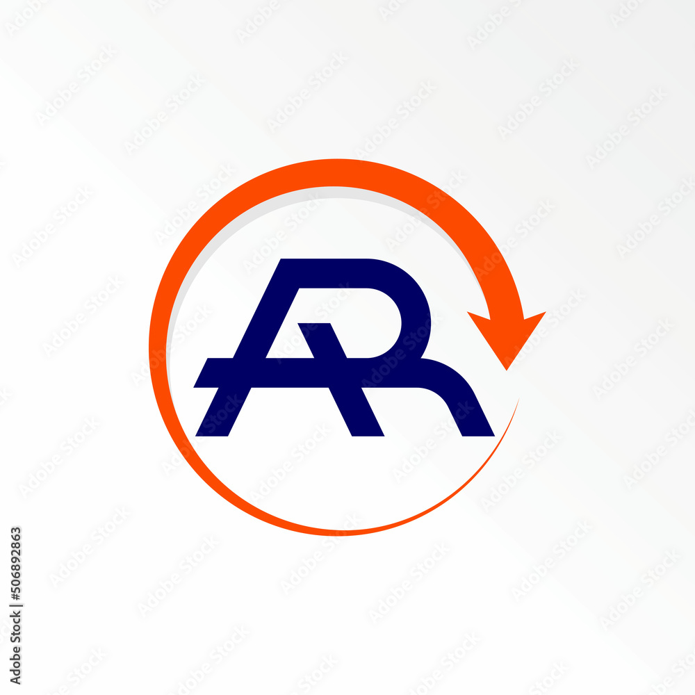 Poster letter or word ar sans serif font with circle arrow on around image graphic icon logo design abstrac