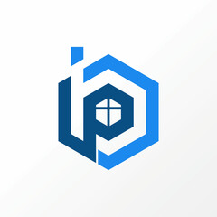 Letter or word BP or PB negative space font with hexagon, window, and chimney image graphic icon logo design abstract concept vector stock. Can be used as a symbol related to initial or property