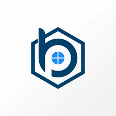 Letter or word BP or PB negative space font with hexagon and window image graphic icon logo design abstract concept vector stock. Can be used as a symbol related to initial or property