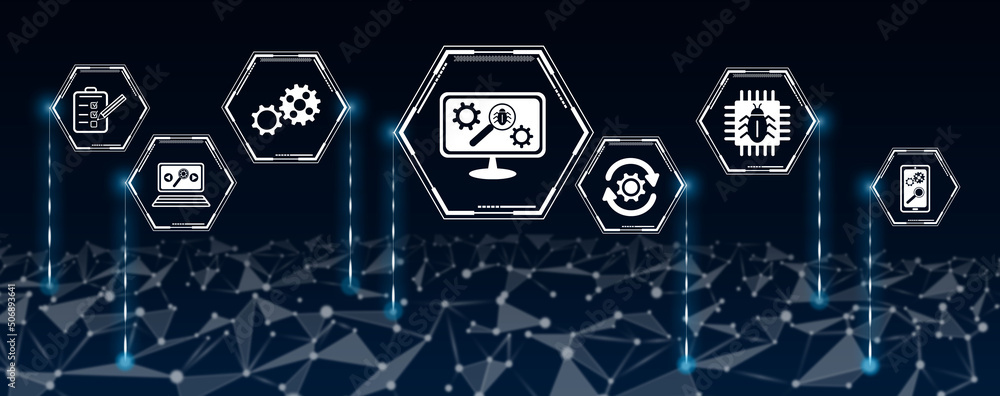 Wall mural concept of software testing